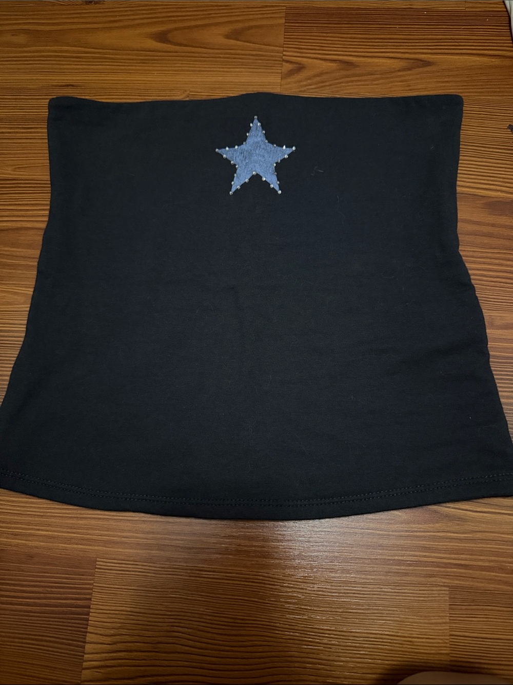 Hollister Black Tube top with Silver Star Accent